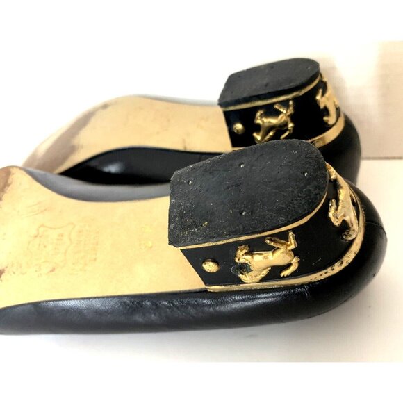 Black Slip On Leather Flats Loafer Shoes Horse Accents Spain Womens Sz 9 - Picture 7 of 10